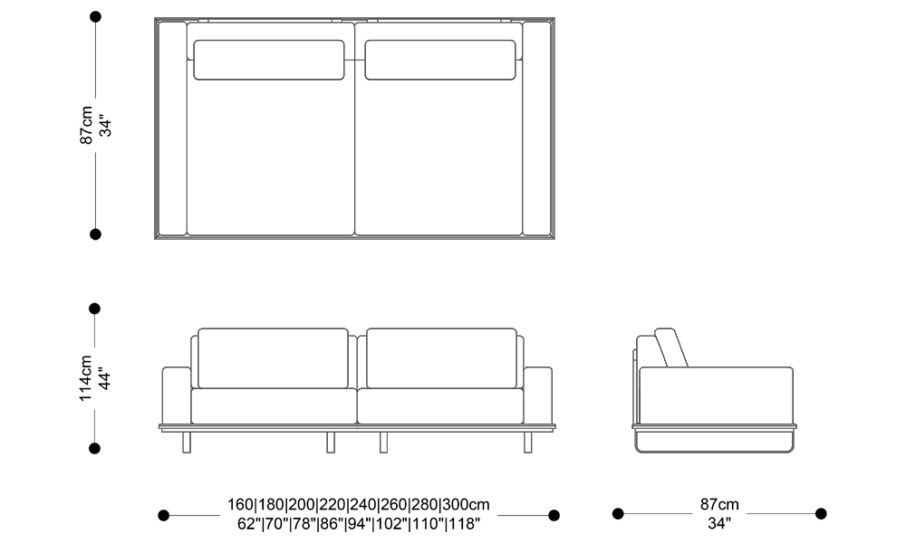 Image of the main dimensions of the product